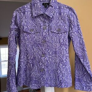 Analogy Women’s Purple Button Down Lightweight Blazer/Jacket Size Small